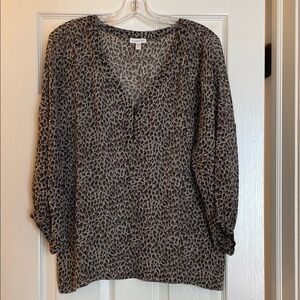 Garnet Hill 100% Silk Animal Print Blouse